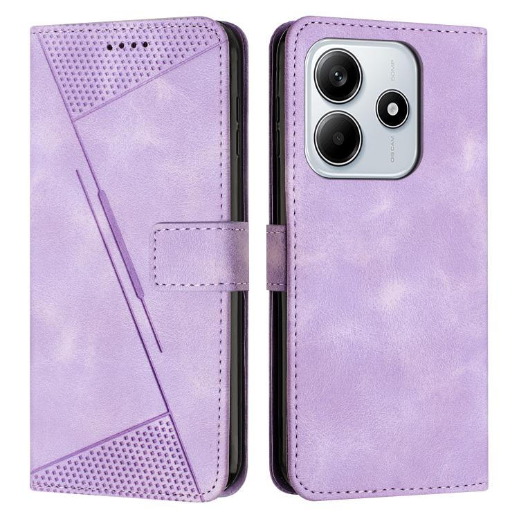 

For Redmi Note 14 4G 163.25mm Dream Triangle Leather Phone Case with Lanyard(Purple)
