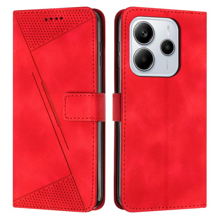 

For Redmi Note 14 4G 164.84mm Dream Triangle Leather Phone Case with Lanyard(Red)