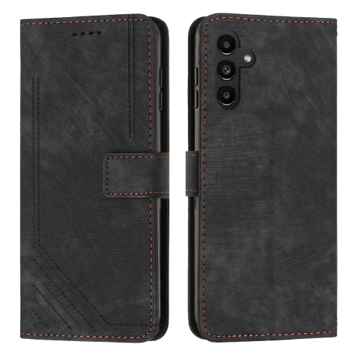 

For Samsung Galaxy S25+ / S24+ 5G Skin Feel Stripe Pattern Leather Phone Case with Long Lanyard(Black)