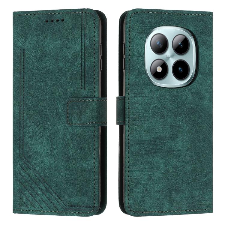 

For Redmi Note 15 Pro 5G Global 163.6mm Skin Feel Stripe Pattern Leather Phone Case with Lanyard(Green)