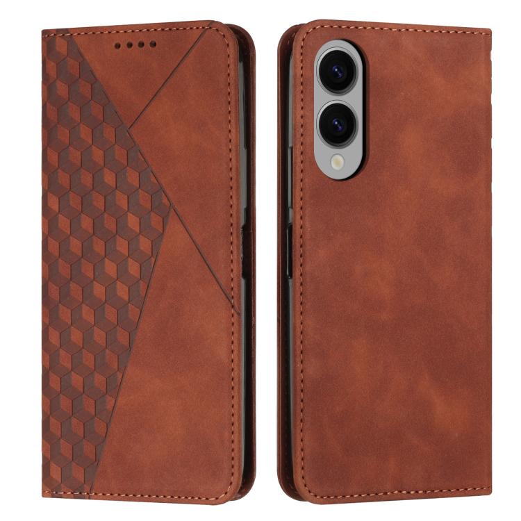 

For Samsung Galaxy S25 Edge 5G Diamond Splicing Skin Feel Magnetic Leather Phone Case(Brown)