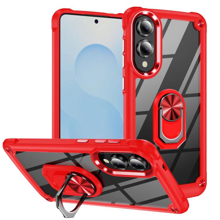 

For Samsung Galaxy S25 Edge 5G TPU + PC Lens Protection Phone Case with Ring Holder(Red)
