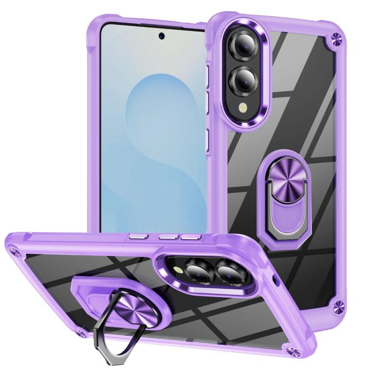 

For Samsung Galaxy S25 Edge 5G TPU + PC Lens Protection Phone Case with Ring Holder(Purple)