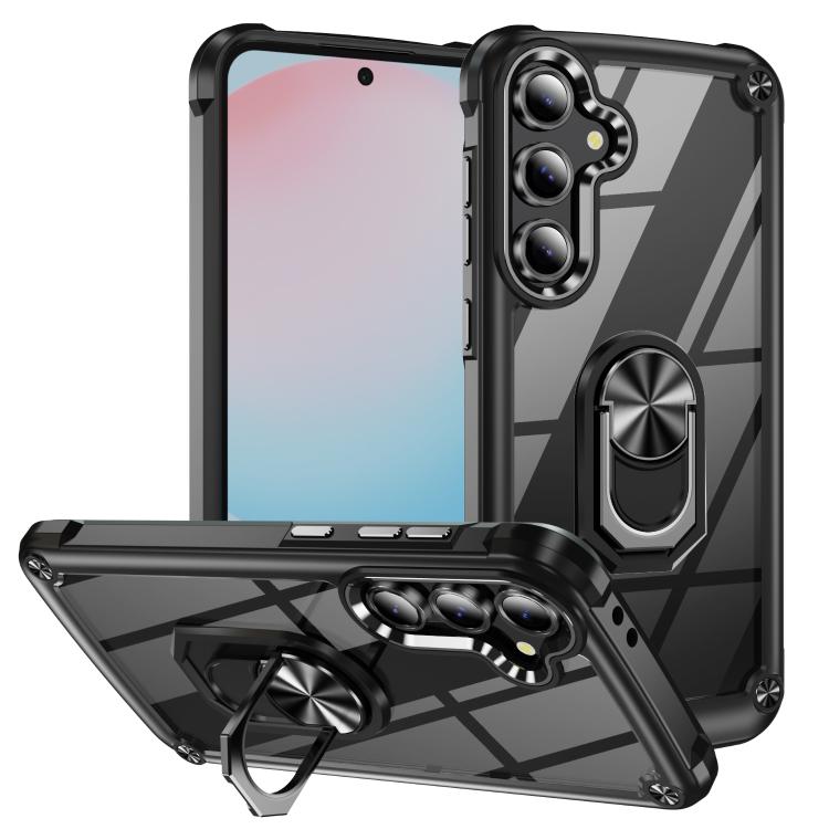 

For Samsung Galaxy S25 FE 5G TPU + PC Lens Protection Phone Case with Ring Holder(Black)