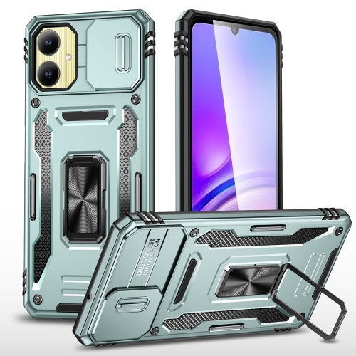 

For Samsung Galaxy A06 4G Armor PC Hybrid TPU Camera Shield Phone Case(Alpine Green)