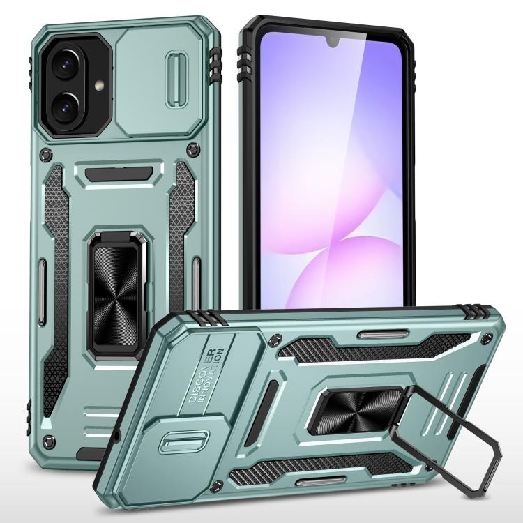 

For Samsung Galaxy A07 4G Armor PC Hybrid TPU Camera Shield Phone Case(Alpine Green)