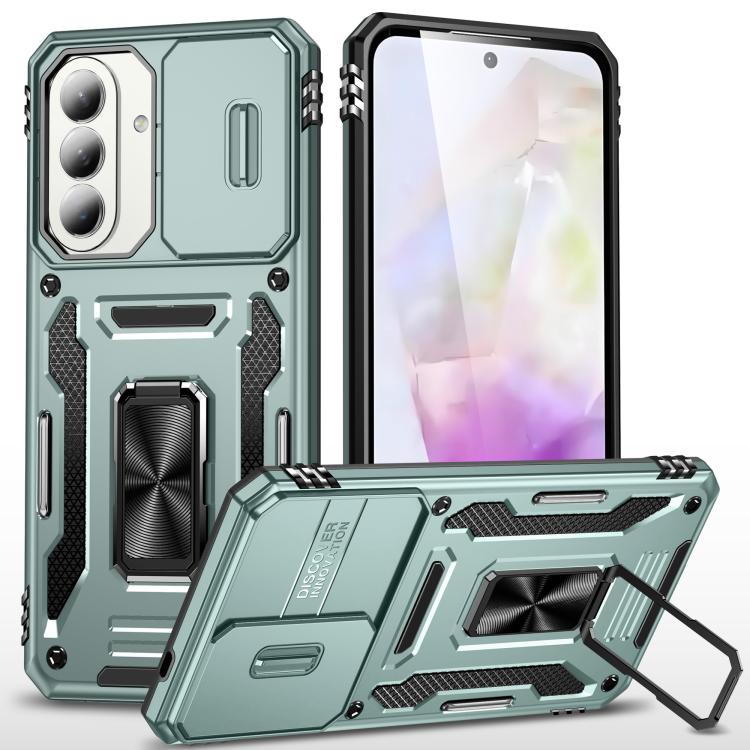 

For Galaxy A57 5G Armor PC Hybrid TPU Camera Shield Phone Case(Alpine Green)