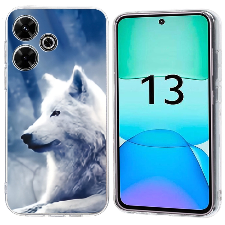 

For Redmi 13 4G Colorful Painting Pattern TPU Phone Case(White Wolf)