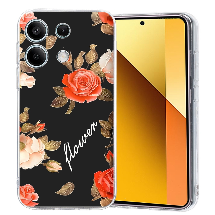 

For Redmi Note 13 Pro 5G Colorful Painting Pattern TPU Phone Case(Flowers On Black)