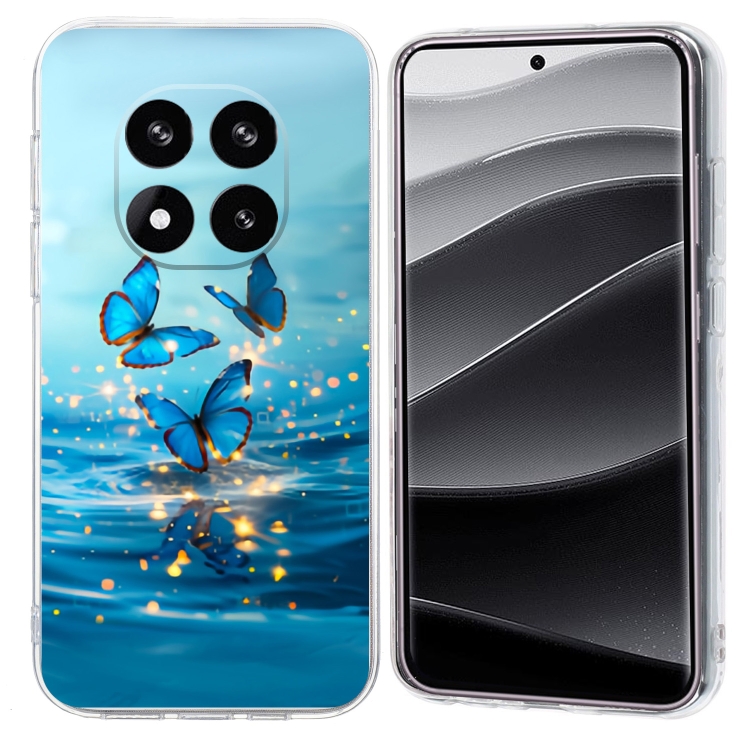 

For Redmi Note 14 Pro+ 5G Colorful Painting Pattern TPU Phone Case(Blue Butterflies)