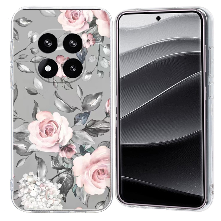 

For Redmi Note 14 Pro+ 5G Colorful Painting Pattern TPU Phone Case(Flowers On Grey)