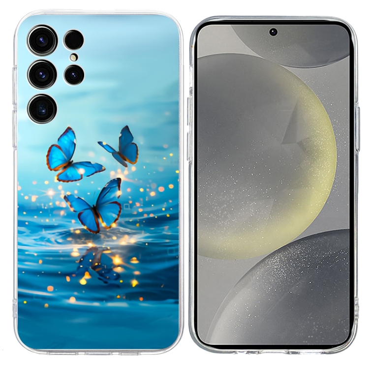 

For Samsung Galaxy S25 Ultra 5G Colorful Painting Pattern TPU Phone Case(Blue Butterflies)