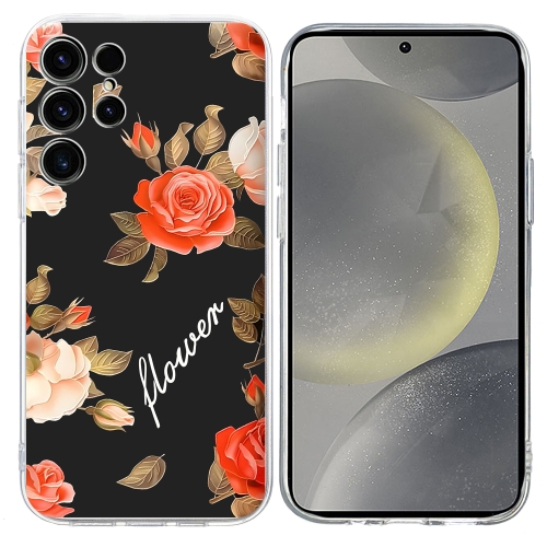 

For Samsung Galaxy S25 Ultra 5G Colorful Painting Pattern TPU Phone Case(Flowers On Black)