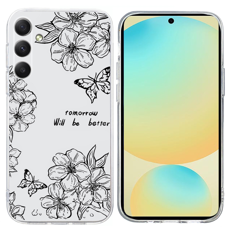 

For Samsung Galaxy S25 FE 5G Colorful Painting Pattern TPU Phone Case(Butterfly Flower)
