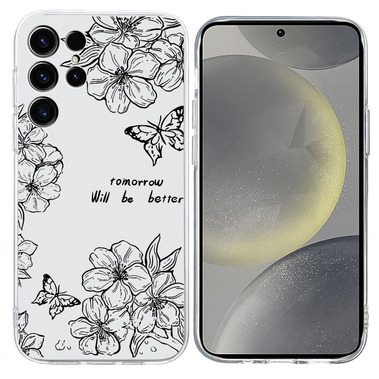 

For Samsung Galaxy S23 Ultra 5G Colorful Painting Pattern TPU Phone Case(Butterfly Flower)