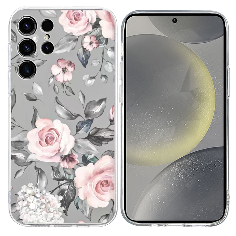 

For Samsung Galaxy S23 Ultra 5G Colorful Painting Pattern TPU Phone Case(Flowers On Grey)