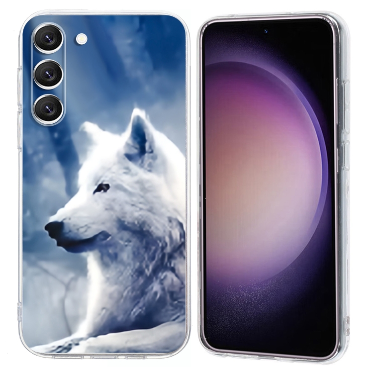 

For Samsung Galaxy S23 5G Colorful Painting Pattern TPU Phone Case(White Wolf)