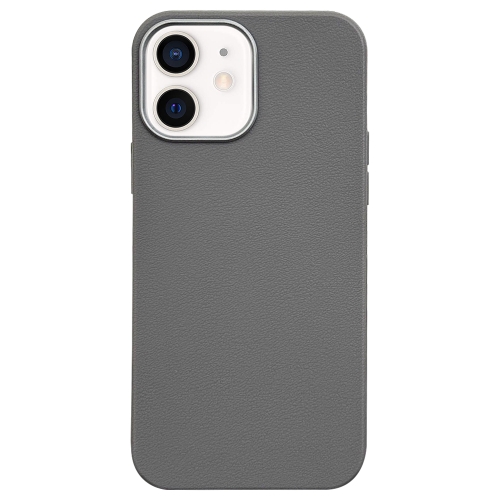 

For iPhone 11 Litchi Pattern Silver Edge Camera Frame Material Phone Case(Grey)