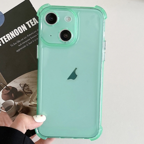 

For iPhone 15 Plus Transparent Four-corner Shockproof TPU Phone Case(Green)
