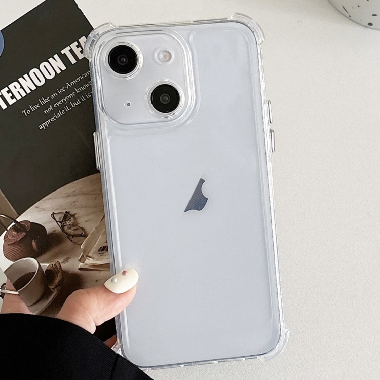 

For iPhone 14 Plus Transparent Four-corner Shockproof TPU Phone Case(White)