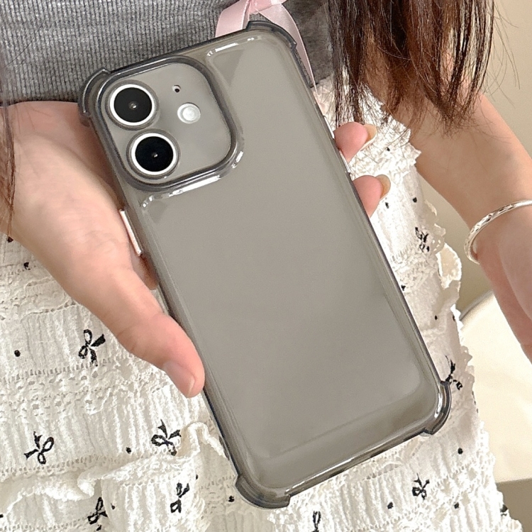 

For iPhone 12 Transparent Four-corner Shockproof TPU Phone Case(Black)