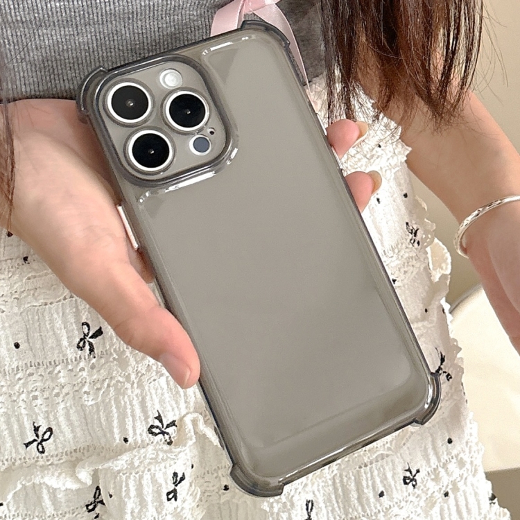 

For iPhone 12 Pro Transparent Four-corner Shockproof TPU Phone Case(Black)