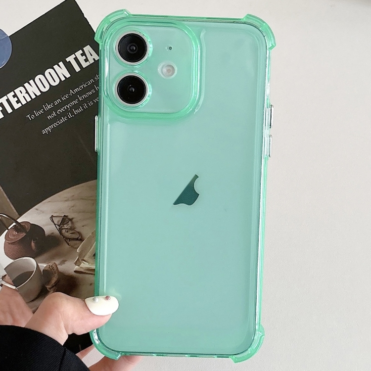 

For iPhone 11 Transparent Four-corner Shockproof TPU Phone Case(Green)