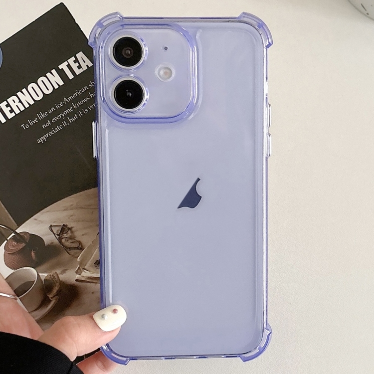 

For iPhone 11 Transparent Four-corner Shockproof TPU Phone Case(Purple)