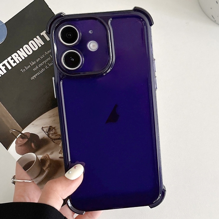 

For iPhone 11 Transparent Four-corner Shockproof TPU Phone Case(Dark Blue)
