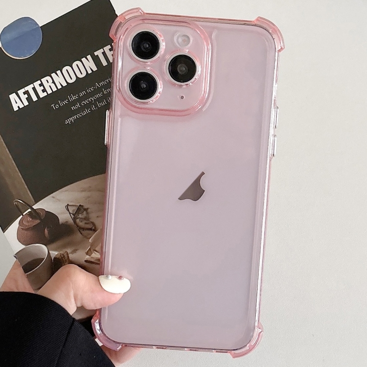 

For iPhone 11 Pro Transparent Four-corner Shockproof TPU Phone Case(Pink)