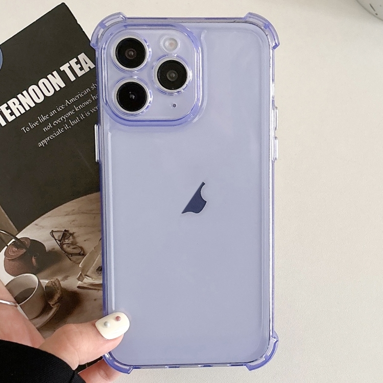 

For iPhone 11 Pro Transparent Four-corner Shockproof TPU Phone Case(Purple)