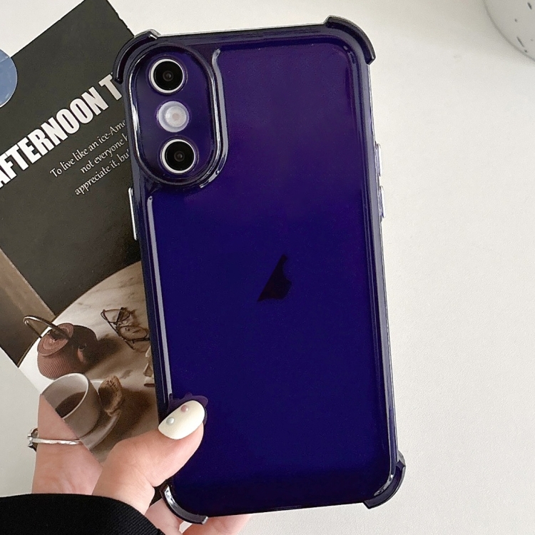 

For iPhone XS Max Transparent Four-corner Shockproof TPU Phone Case(Dark Blue)