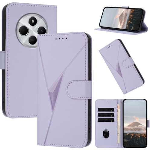 

For Redmi 14C 4G Triangle Pattern Buckle Clasp Leather Phone Case(Light Purple)