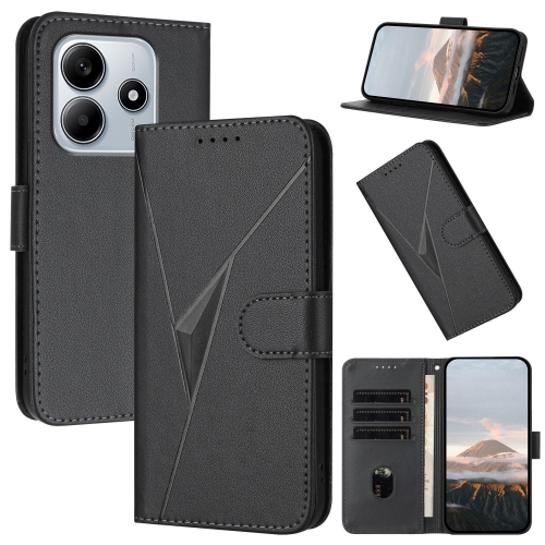 

For Redmi Note 14 5G Triangle Pattern Buckle Clasp Leather Phone Case(Black)