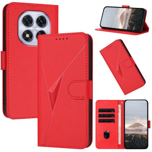 

For Redmi Note 14 Pro 4G Triangle Pattern Buckle Clasp Leather Phone Case(Red)