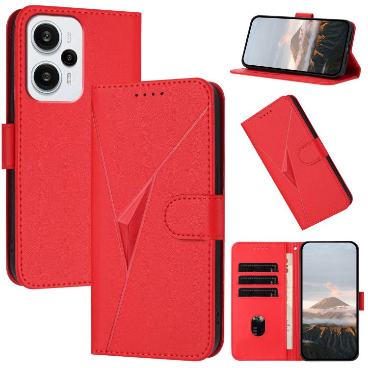 

For Redmi Note 12 Turbo / Xiaomi Poco F5 Triangle Pattern Buckle Clasp Leather Phone Case(Red)