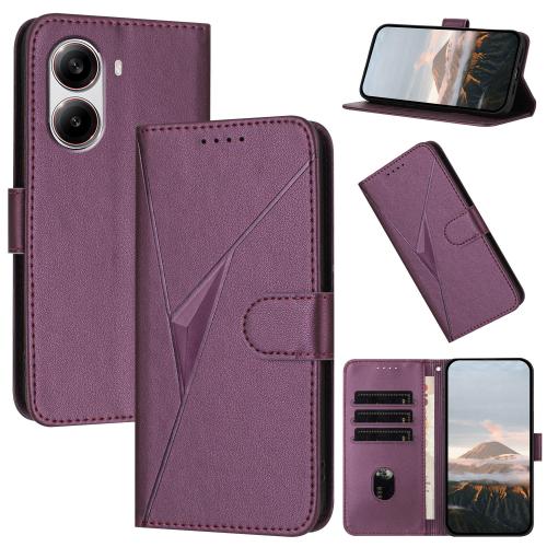 

For Redmi Turbo 4 / Xiaomi Poco X7 Pro Triangle Pattern Buckle Clasp Leather Phone Case(Dark Purple)