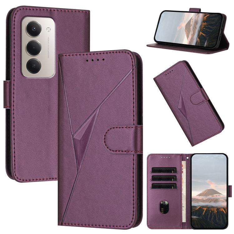 

For Redmi 15 5G / 4G EU 171mm Triangle Pattern Buckle Clasp Leather Phone Case(Dark Purple)