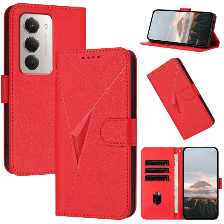 

For Redmi 15 5G / 4G EU 171mm Triangle Pattern Buckle Clasp Leather Phone Case(Red)