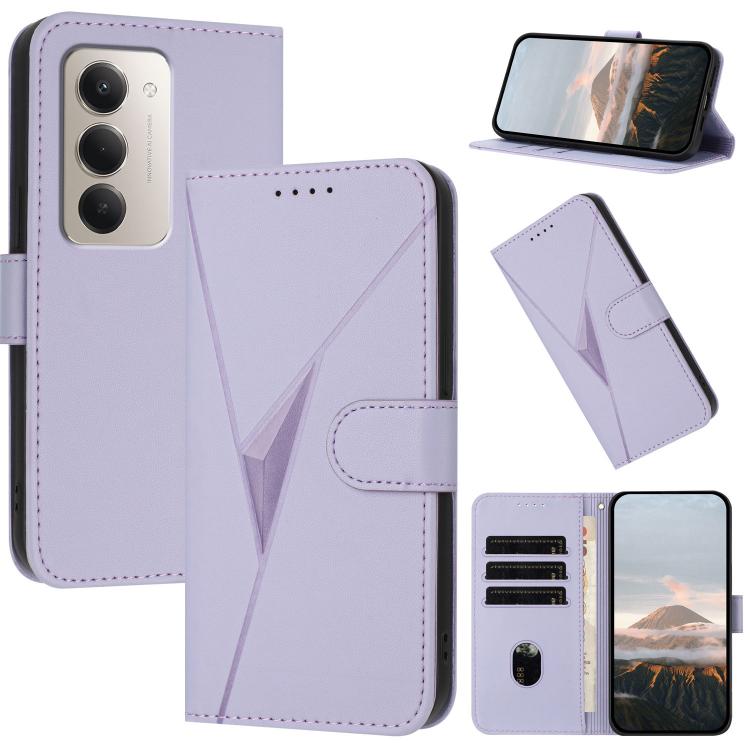 

For Redmi 15 5G / 4G EU 171mm Triangle Pattern Buckle Clasp Leather Phone Case(Light Purple)