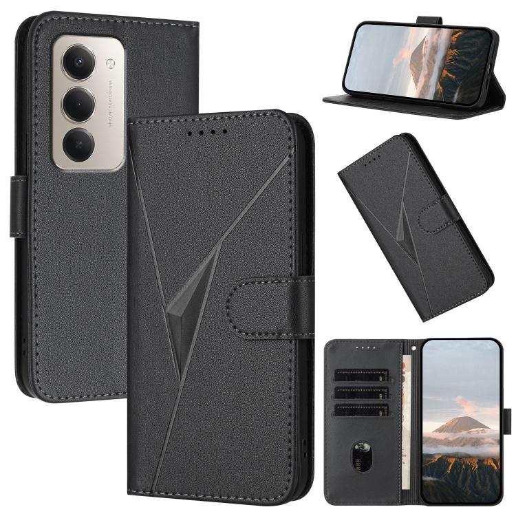 

For Redmi 15 5G Global / 15 4G SEA 169.5mm Triangle Pattern Buckle Clasp Leather Phone Case(Black)