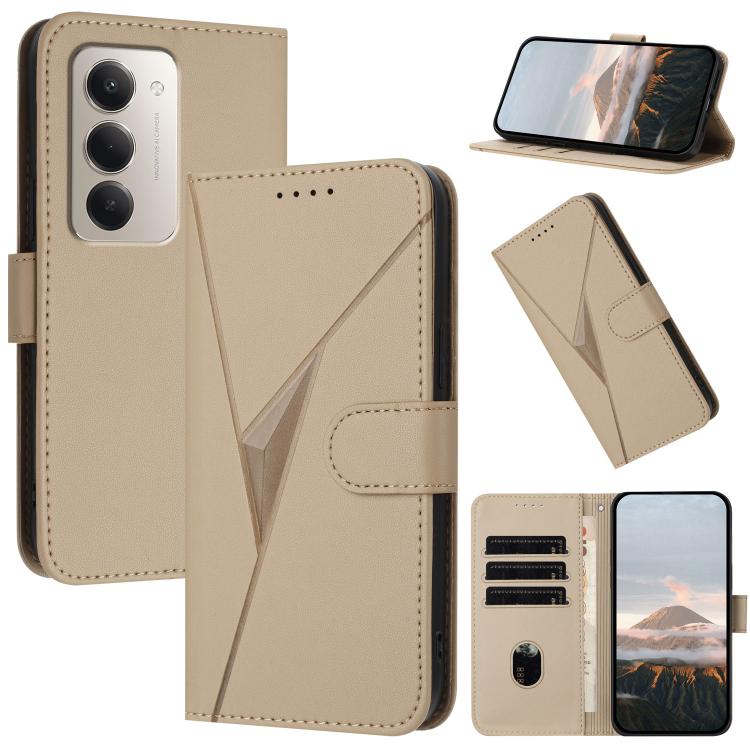 

For Redmi 15 5G Global / 15 4G SEA 169.5mm Triangle Pattern Buckle Clasp Leather Phone Case(Gold)