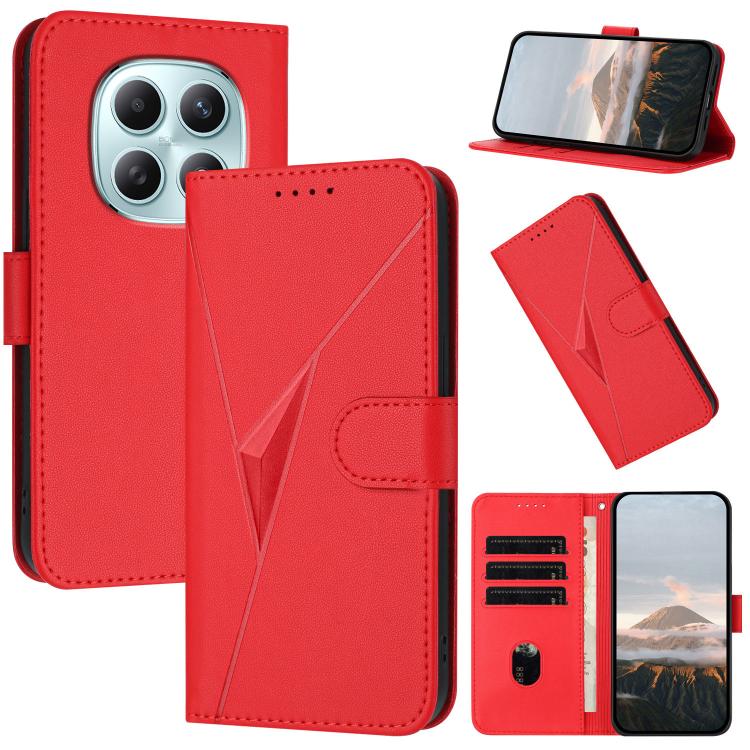 

For Redmi Note 15 4G / 5G 164mm / Poco M8 5G Triangle Pattern Buckle Clasp Leather Phone Case(Red)