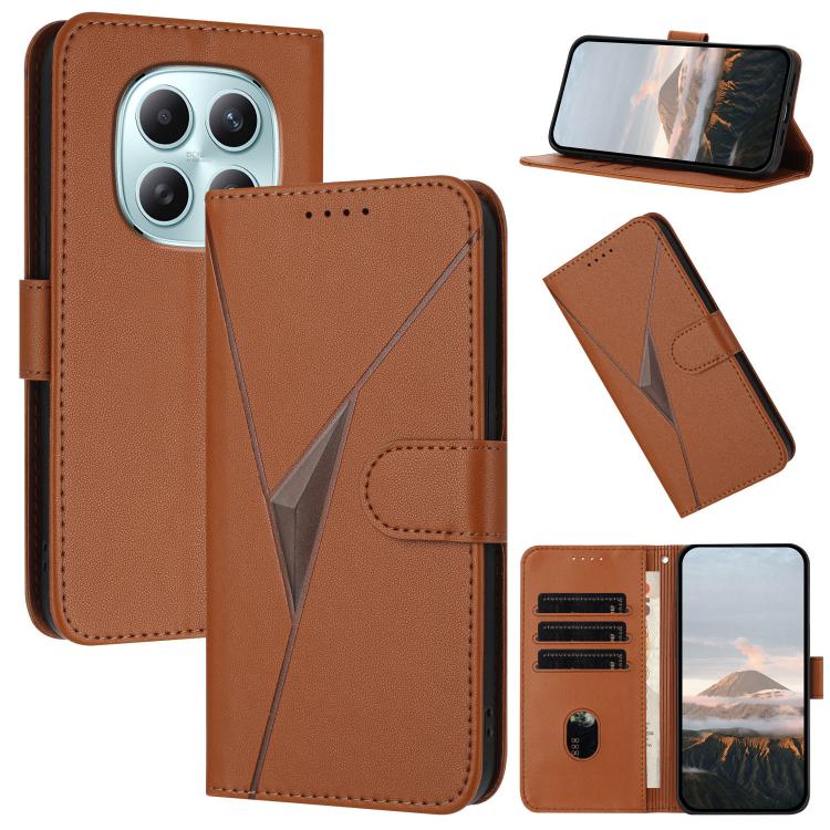 

For Redmi Note 15 4G / 5G 164mm / Poco M8 5G Triangle Pattern Buckle Clasp Leather Phone Case(Brown)