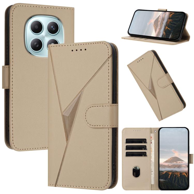 

For Redmi Note 15 4G / 5G 164mm / Poco M8 5G Triangle Pattern Buckle Clasp Leather Phone Case(Gold)