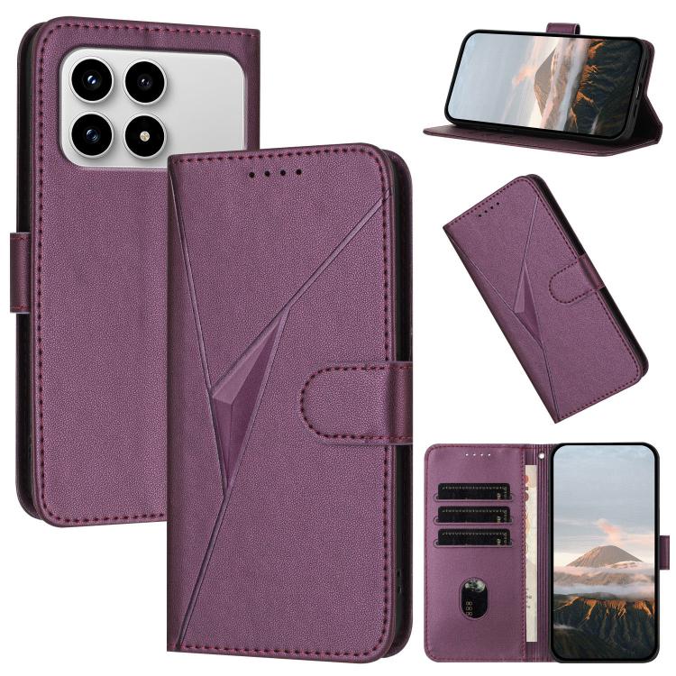 

For Redmi K90 / Poco F8 Pro 5G Triangle Pattern Buckle Clasp Leather Phone Case(Dark Purple)