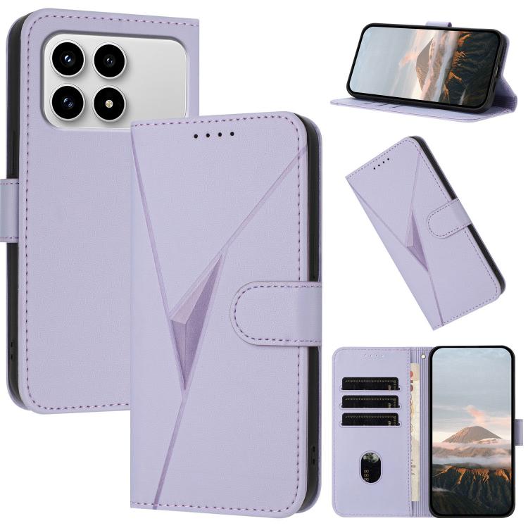 

For Redmi K90 / Xiaomi Poco F8 Pro 5G Triangle Pattern Buckle Clasp Leather Phone Case(Light Purple)