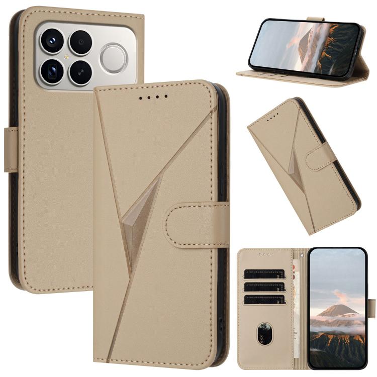 

For Redmi K90 Pro Max / Poco F8 Ultra Triangle Pattern Buckle Clasp Leather Phone Case(Gold)