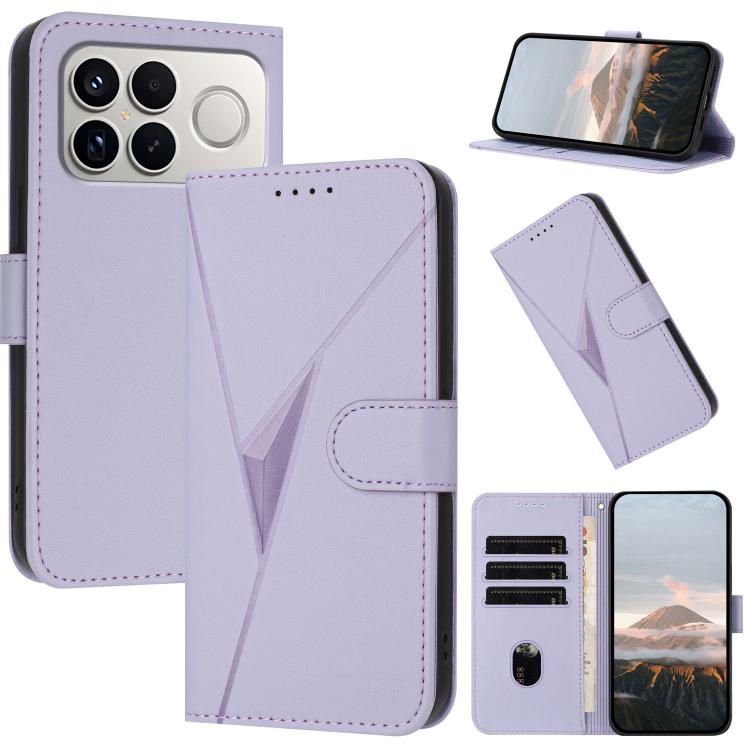 

For Redmi K90 Pro Max / Poco F8 Ultra Triangle Pattern Buckle Clasp Leather Phone Case(Light Purple)
