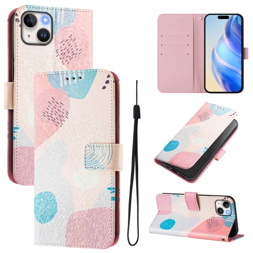 

For iPhone 15 Plus Art Colored Drawing Pattern Leather Phone Case(Graffiti puzzle)